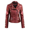 Fashion Women Embroidery Flower PU Faux Leather Jacket Coat Zipper Basic Moto Jacket Outerwear