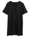 Women Lace Up Mini Dress Hollow Out Plunge V Short Sleeves Long T-Shirt Plus Size Casual Dress Vestidos