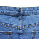 New Vintage Women Mid Waist Denim Mom Jeans Asymmetric Cuffs Washed Straight Boyfriend Jeans Blue