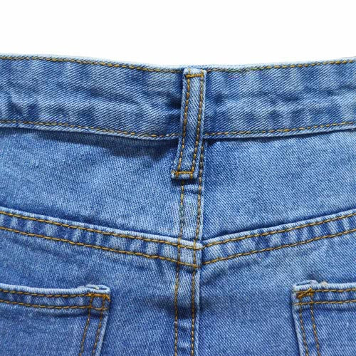 New Vintage Women Mid Waist Denim Mom Jeans Asymmetric Cuffs Washed Straight Boyfriend Jeans Blue