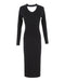 New Women Knit Dress Runway Dress Sweater Slim Ribbed Stretchy Hollow Out Long Bodycon Brief Dress Beige/Black/Burgundy