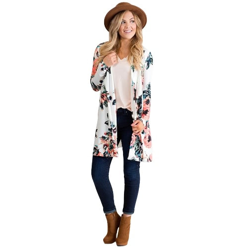 Women Kimono Cardigan Floral Print Bikini Cover Up Boho Long Loose Casual Beach Robe Blouse Top