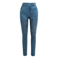 Women Leggings Faux Denim Jeans Printed Skinny Trousers Casual Tights Stretch Slim Pencil Pants