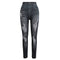 Women Leggings Faux Denim Jeans Printed Skinny Trousers Casual Tights Stretch Slim Pencil Pants