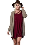 New Winter Autumn Women Knitted Cardigan Sweater Long Sleeves Pockets Elegant Outerwear Burgundy/Coffee/Khaki