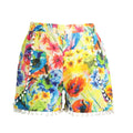 Women Shorts Colorful Floral Print Elastic High Waist Pom Pom Wide Legs Slim Casual Beach Wear