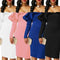 Sexy Women Bodycon Dress Off Shoulder Ruffles Solid Long Sleeves Elegant Party Club Mini Dresses