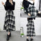 Winter Women Plaid Skirt Woolen High Elastic Waist Elegant A-Line Vintage Warm Midi Skirts