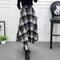 Winter Women Plaid Skirt Woolen High Elastic Waist Elegant A-Line Vintage Warm Midi Skirts