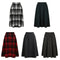 Winter Women Plaid Skirt Woolen High Elastic Waist Elegant A-Line Vintage Warm Midi Skirts