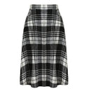 Winter Women Plaid Skirt Woolen High Elastic Waist Elegant A-Line Vintage Warm Midi Skirts