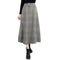 Winter Women Plaid Skirt Woolen High Elastic Waist Elegant A-Line Vintage Warm Midi Skirts