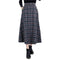 Winter Women Plaid Skirt Woolen High Elastic Waist Elegant A-Line Vintage Warm Midi Skirts