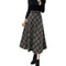 Winter Women Plaid Skirt Woolen High Elastic Waist Elegant A-Line Vintage Warm Midi Skirts