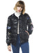 Winter Women Jacket Coat Floral Print Quilted Long Sleeve Cotton Padded Slim Thick Parka Outerwear Black