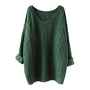 New Women Knitted Sweater Solid Color Batwing Long Sleeve Loose Warm Jumper Coat Pullover Knitwear