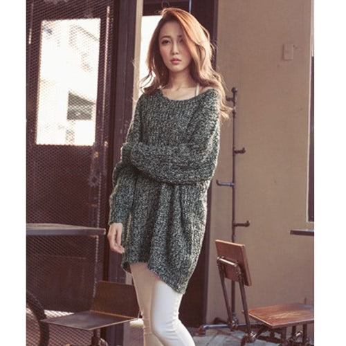 New Women Knitted Sweater Solid Color Batwing Long Sleeve Loose Warm Jumper Coat Pullover Knitwear