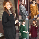 New Women Knitted Sweater Solid Color Batwing Long Sleeve Loose Warm Jumper Coat Pullover Knitwear