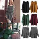 New Women Knitted Sweater Solid Color Batwing Long Sleeve Loose Warm Jumper Coat Pullover Knitwear