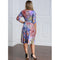 Women Plus Size Dress Colorful Floral Print V Neck Half Sleeve Midi Slim Elegant One-Piece Purple