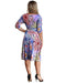 Women Plus Size Dress Colorful Floral Print V Neck Half Sleeve Midi Slim Elegant One-Piece Purple