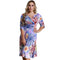 Women Plus Size Dress Colorful Floral Print V Neck Half Sleeve Midi Slim Elegant One-Piece Purple