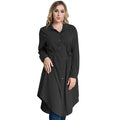 Women Plus Size Shirt Dress Long Sleeve Irregular Hem Belted Solid Casual Tunic Long Blouse Top