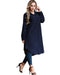 Women Plus Size Shirt Dress Burning Flowers Hollow Out Irregular Hem Belted Casual Tunic Long Blouse Top