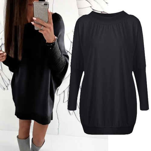 Fashion Women T-Shirt Dress Batwing Sleeve Casual Loose Long Tee Mini Dress