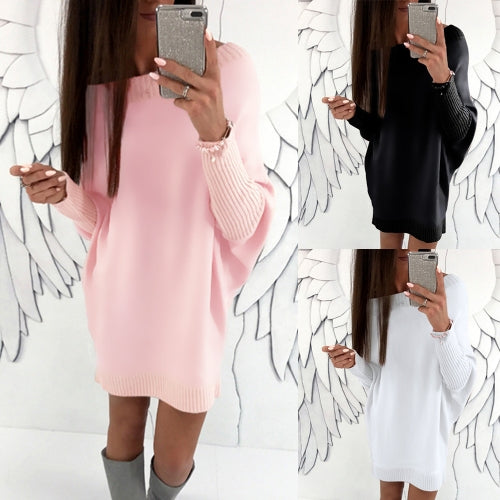 Fashion Women T-Shirt Dress Batwing Sleeve Casual Loose Long Tee Mini Dress