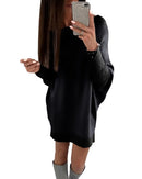 Fashion Women T-Shirt Dress Batwing Sleeve Casual Loose Long Tee Mini Dress