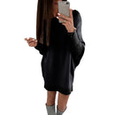 Fashion Women T-Shirt Dress Batwing Sleeve Casual Loose Long Tee Mini Dress