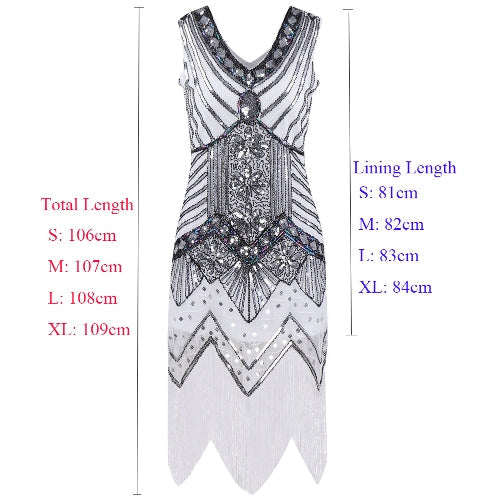 Women Dress Sequined Beading Tassel Fringe V Neck Sleeveless Bodycon Party Clubwear One-Piece