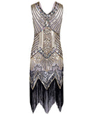 Women Dress Sequined Beading Tassel Fringe V Neck Sleeveless Bodycon Party Clubwear One-Piece