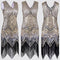 Women Dress Sequined Beading Tassel Fringe V Neck Sleeveless Bodycon Party Clubwear One-Piece