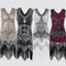 Women Dress Sequined Beading Tassel Fringe V Neck Sleeveless Bodycon Party Clubwear One-Piece