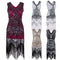 Women Dress Sequined Beading Tassel Fringe V Neck Sleeveless Bodycon Party Clubwear One-Piece