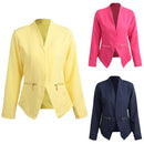 Autumn Spring Business Suit Women Blazer Coat Outwear Long Sleeves High-Low Hem Elegant Jacket