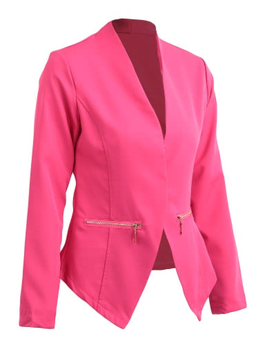 Autumn Spring Business Suit Women Blazer Coat Outwear Long Sleeves High-Low Hem Elegant Jacket