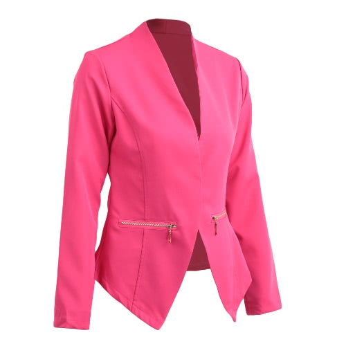 Autumn Spring Business Suit Women Blazer Coat Outwear Long Sleeves High-Low Hem Elegant Jacket