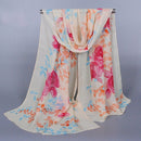 Fashion Women Chiffon Scarf Contrast Floral Print Long Shawl Pashmina