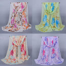 Fashion Women Chiffon Scarf Contrast Floral Print Long Shawl Pashmina