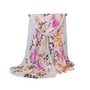 Fashion Women Chiffon Scarf Contrast Floral Print Long Shawl Pashmina