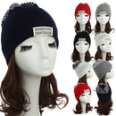 New Women Men Knitted Beanie Hat Letter Wave Stripe Round Top Turn-up Warm Dance Cap