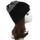 New Women Men Knitted Beanie Hat Letter Wave Stripe Round Top Turn-up Warm Dance Cap