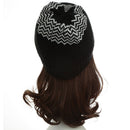 New Women Men Knitted Beanie Hat Letter Wave Stripe Round Top Turn-up Warm Dance Cap