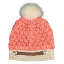 Women Winter Knitted Hat Knit Crochet Faux Fur Pom-Pom Beret Hat Braided Ski Cap