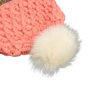 Women Winter Knitted Hat Knit Crochet Faux Fur Pom-Pom Beret Hat Braided Ski Cap