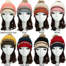 Women Winter Knitted Hat Knit Crochet Faux Fur Pom-Pom Beret Hat Braided Ski Cap