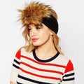 New Women Knitted Headband Faux Fur Trim Elastic Hairband Ear Warmer Hat Headwear